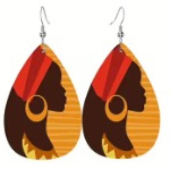 Boho/Tribal Set 2 pairs earrings, Wooden Treasure Chest and Satin Drawstring Bag - Picture 12 of 16